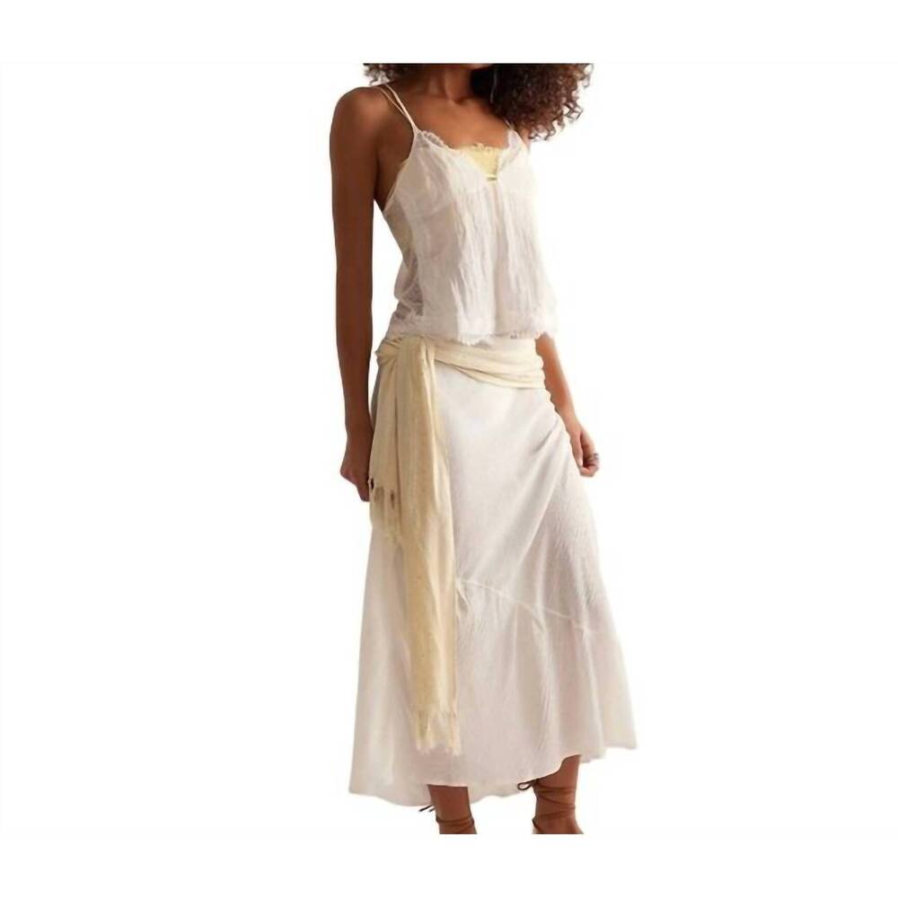 NEW FREE PEOPLE intimately sweet on your bias skirt in clean ivory